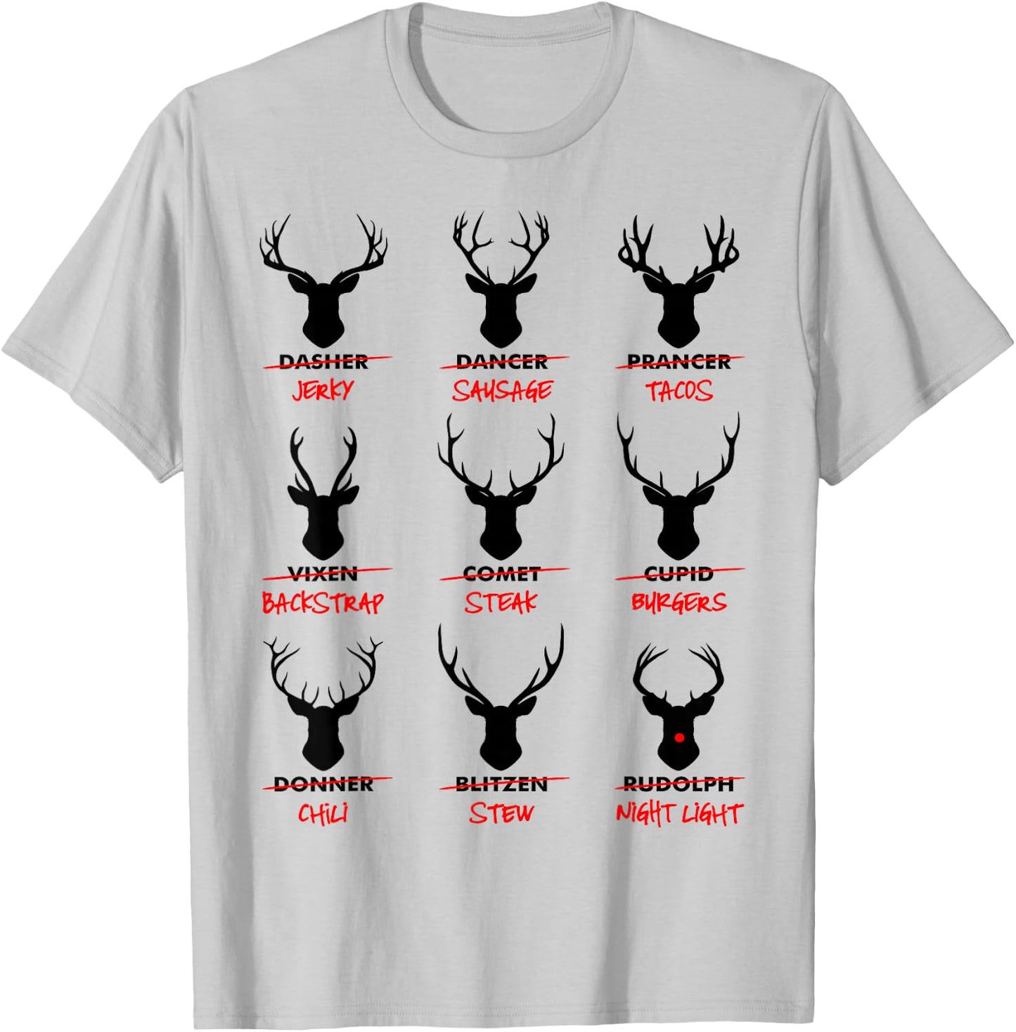 Funny Ugly Christmas Top Deer Hunter Santa's Reindeer Jerky T-Shirt - T-Shirt | Ash