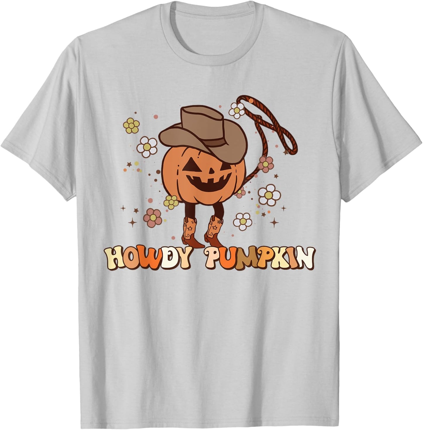 Howdy Pumpkin Rodeo Western Fall Southern Halloween T-Shirt - T-Shirt | Ash