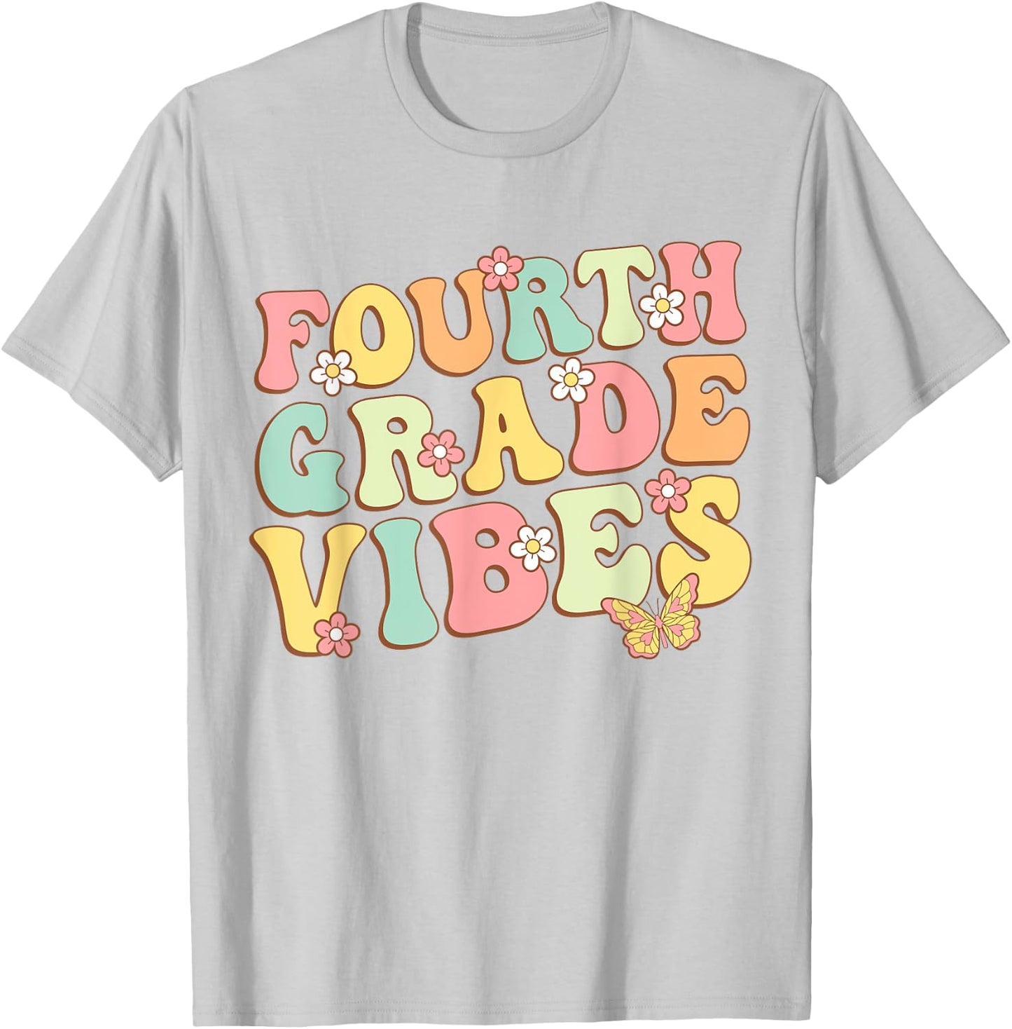 Fourth Grade Vibes Hello Team 4th Grade Teacher Kids Retro T-Shirt - T-Shirt | Ash