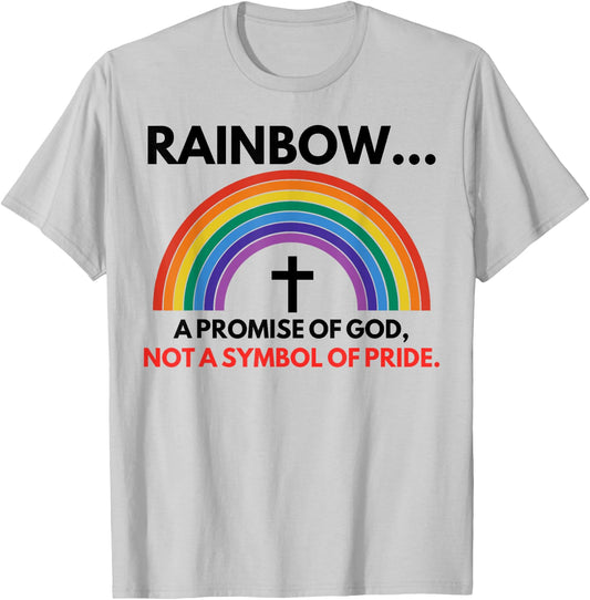 Rainbow A Promise Of God Not A Symbol Of Pride T-Shirt - T-Shirt | Ash