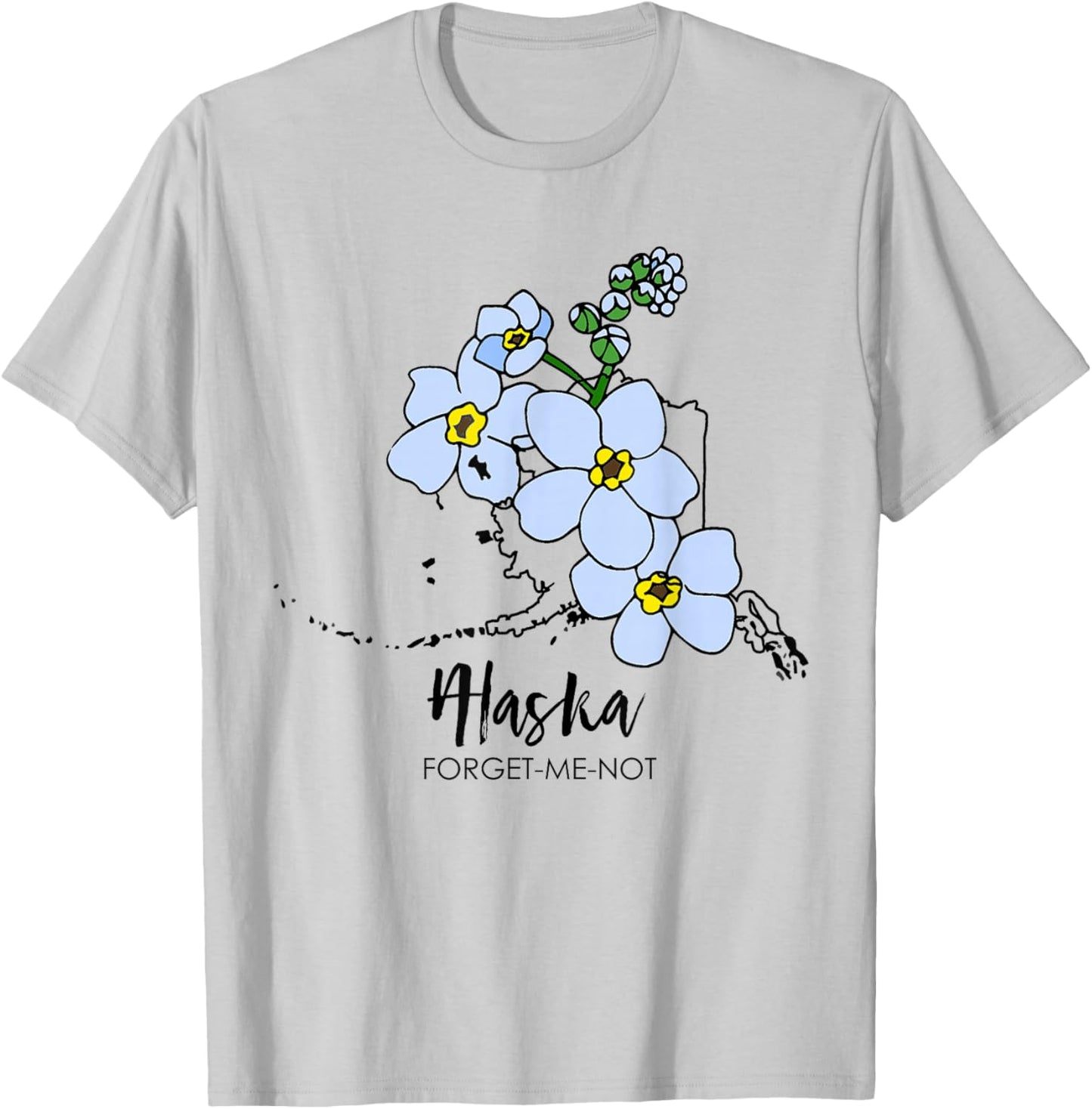 Alaska Forget-Me-Not Flower T-Shirt - T-Shirt | Ash