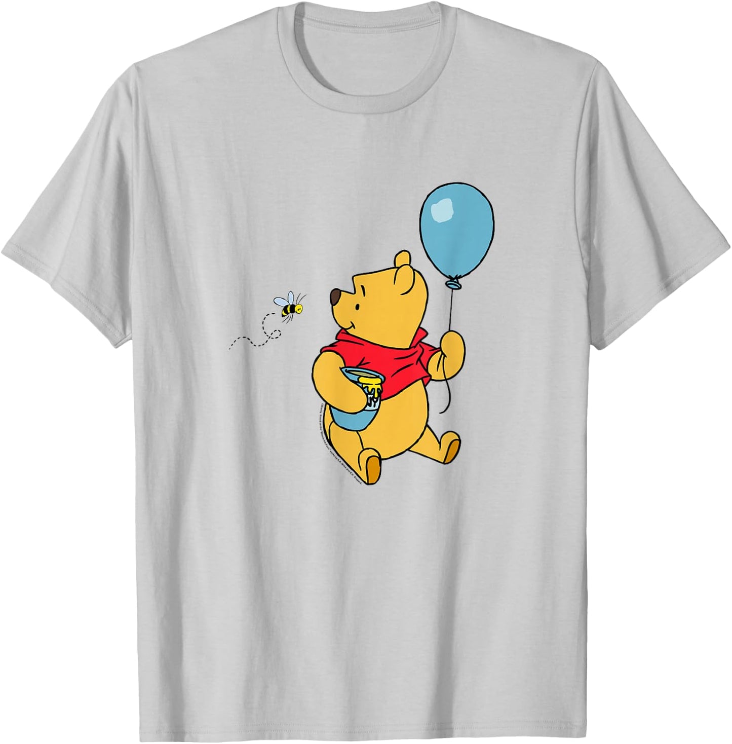 Disney Winnie The Pooh with Balloon & Honey Smiling at Bee T-Shirt - T-Shirt | Ash