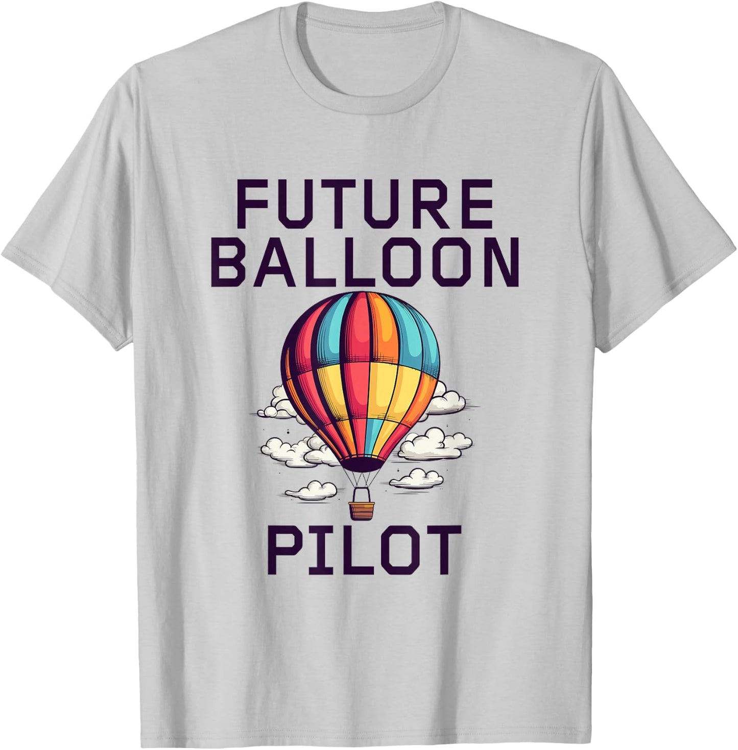 Funny Hot Air Balloon Gifts Kids Blue Balloon Theme T-Shirt - T-Shirt | Ash