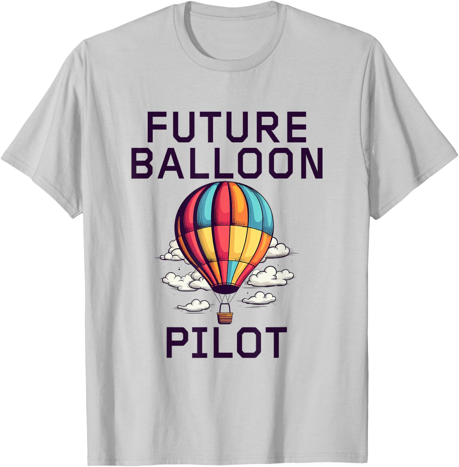 Funny Hot Air Balloon Gifts Kids Blue Balloon Theme T-Shirt - T-Shirt | Ash