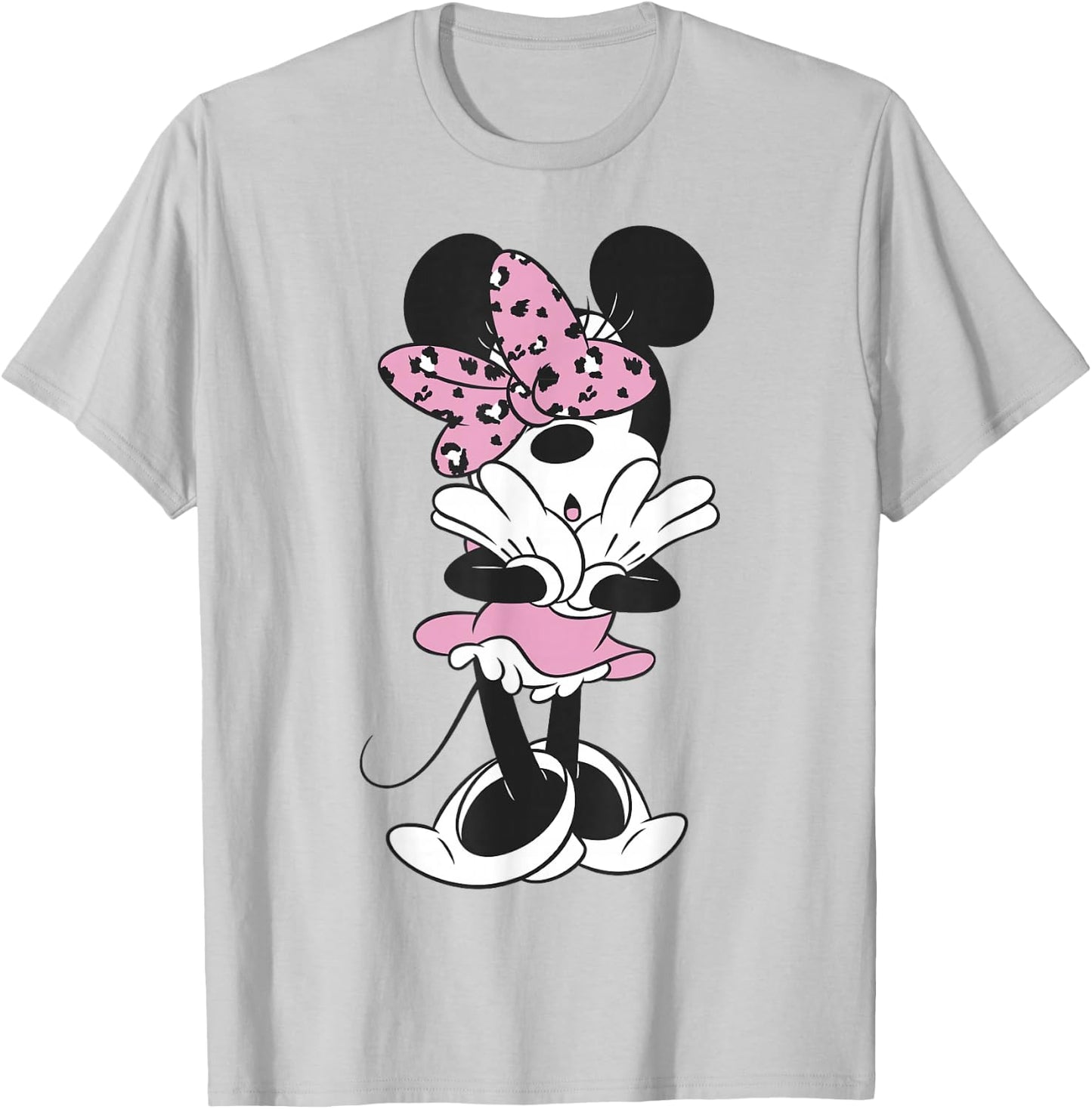 Disney Minnie Mouse Leopard Pink Bow Cutie Portrait T-Shirt - T-Shirt | Ash