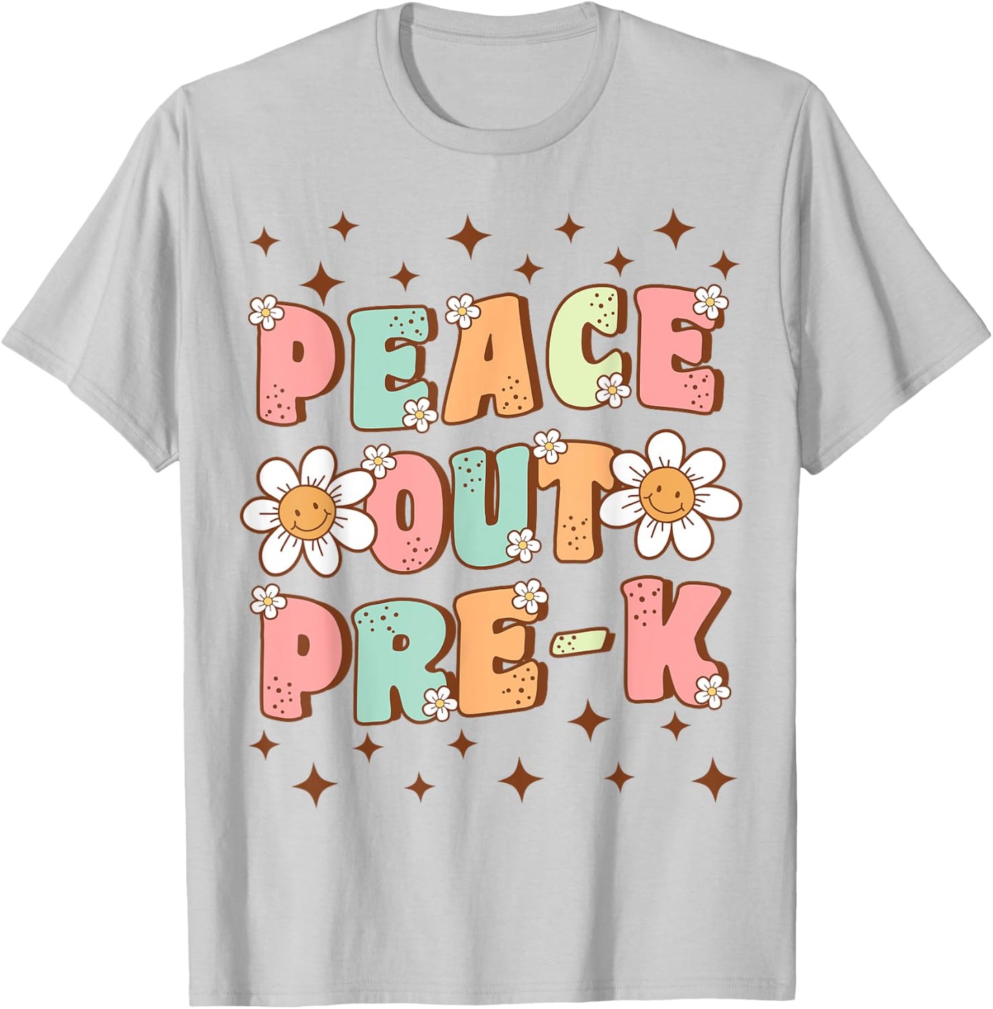 Peace Out Pre-K Cute Groovy Last Day of Preschool Graduation T-Shirt - T-Shirt | Ash