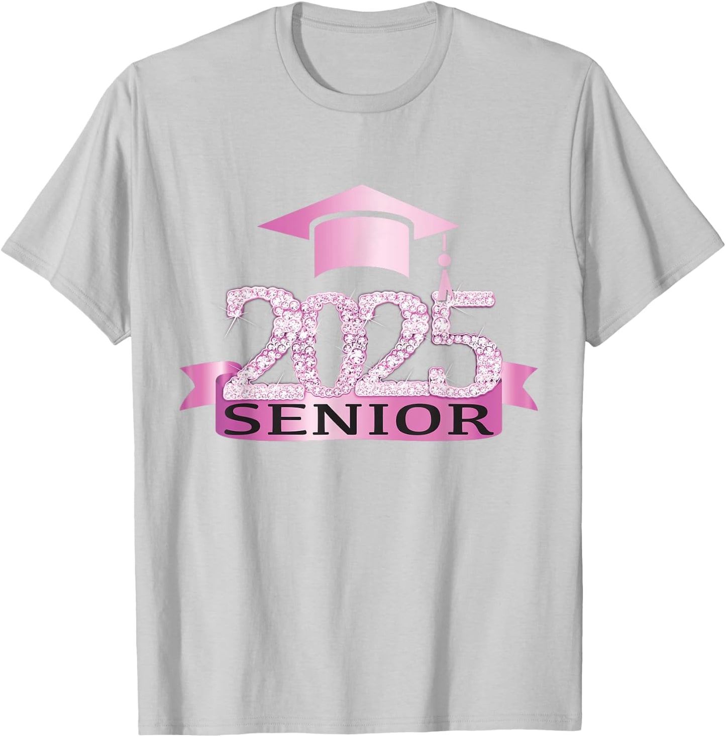 Proud Senior Of 2025 Cap Graduation Year Decor Pink T-Shirt - T-Shirt | Ash