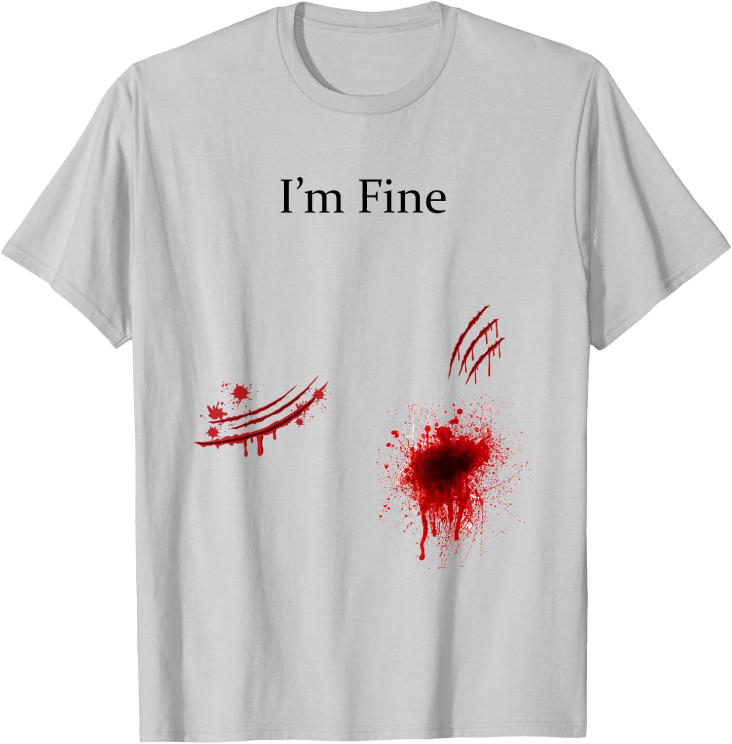I'm Fine Bloody Zombie Bite Scary Halloween Costume Funny T-Shirt - T-Shirt | Ash