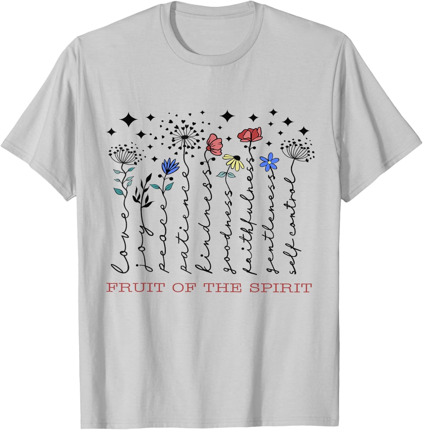 Fruit Of The Spirit Christian Religious Bible Verse Flowers T-Shirt - T-Shirt | Ash