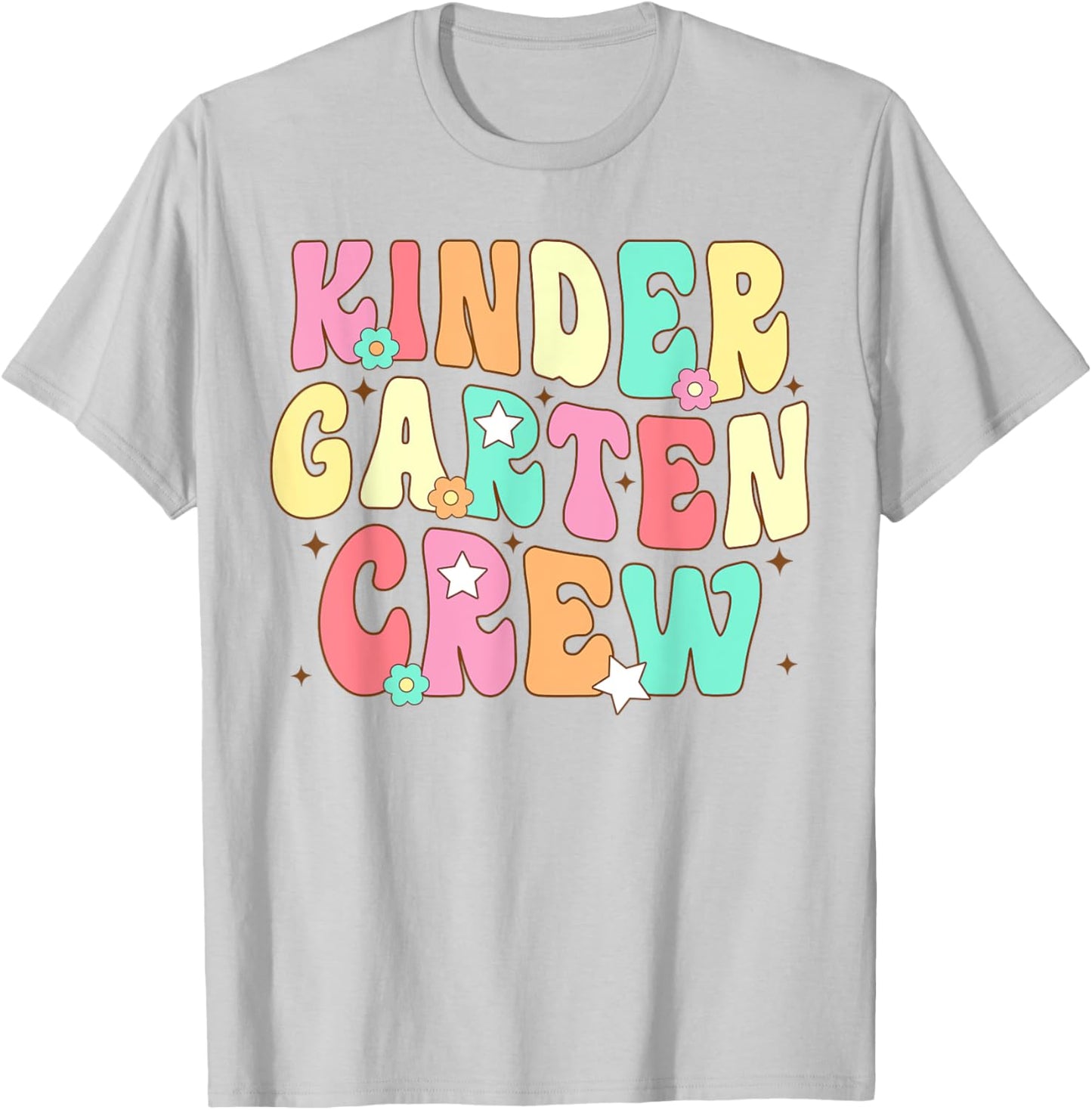 Kinder Teacher Squad Groovy Kindergarten Crew Men Women Girls Kids T-Shirt - T-Shirt | Ash