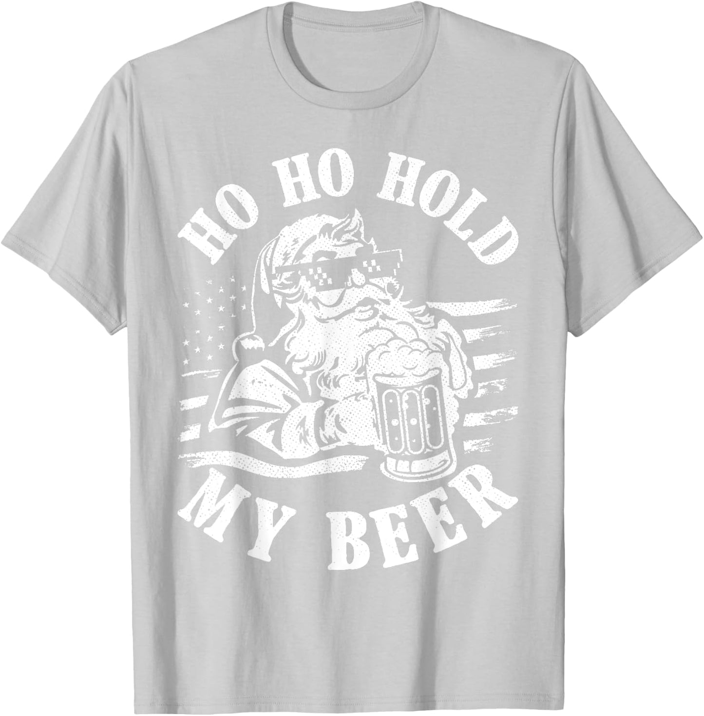 Christmas In July 2023 Hipster Santa Ho Ho Hold My Beer T-Shirt - T-Shirt | Ash