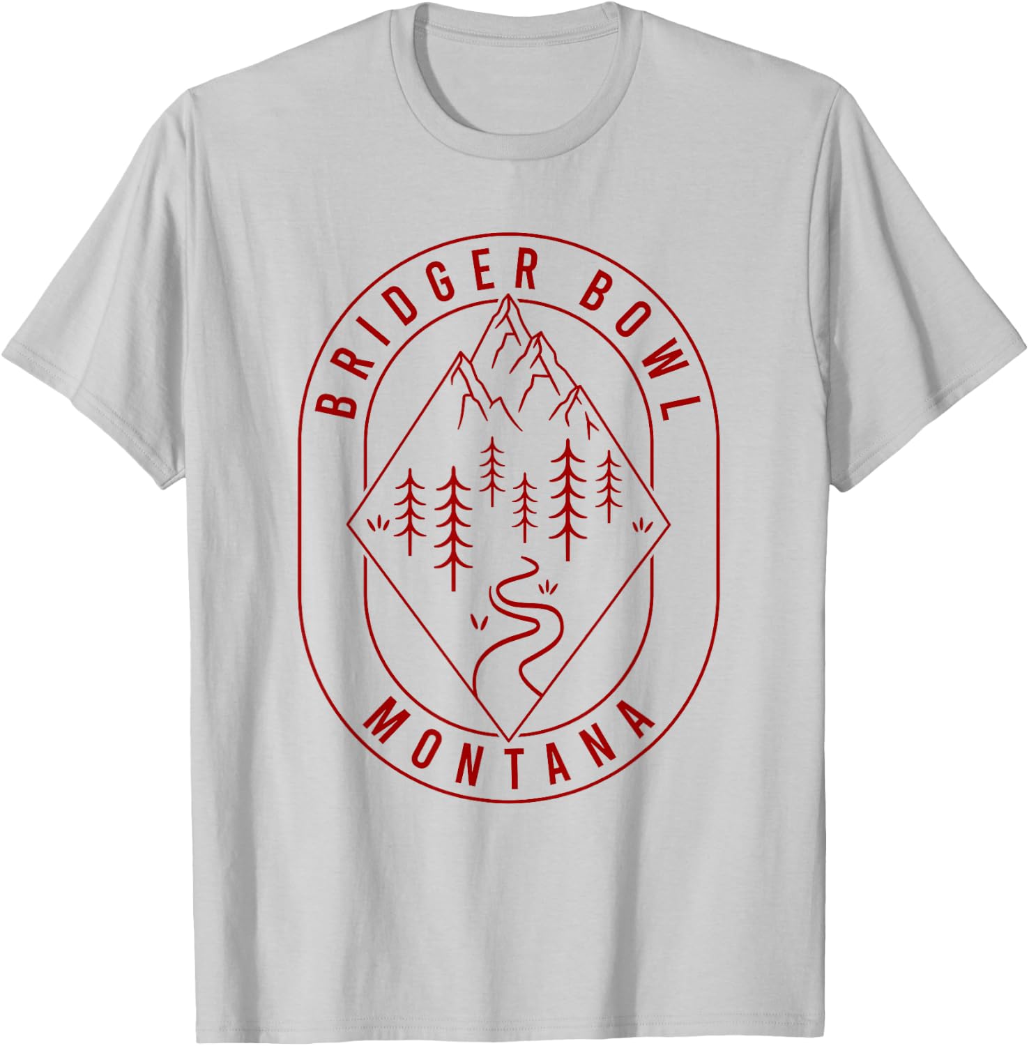 Bridger Bowl Mountains Montana Hiking Outdoors Minimal T-Shirt - T-Shirt | Ash