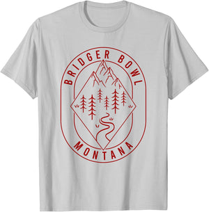 Bridger Bowl Mountains Montana Hiking Outdoors Minimal T-Shirt - T-Shirt | Ash
