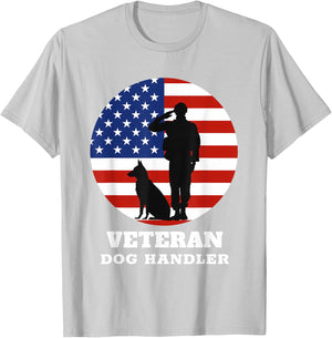 USA Veteran Dog Handler K9 T-Shirt - T-Shirt | Ash