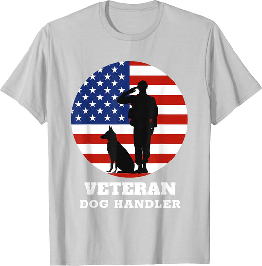 USA Veteran Dog Handler K9 T-Shirt - T-Shirt | Ash