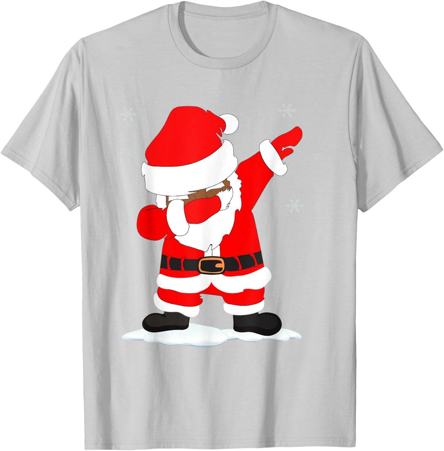 Funny Christmas Black Brown DABBING SANTA T-Shirt - T-Shirt | Ash