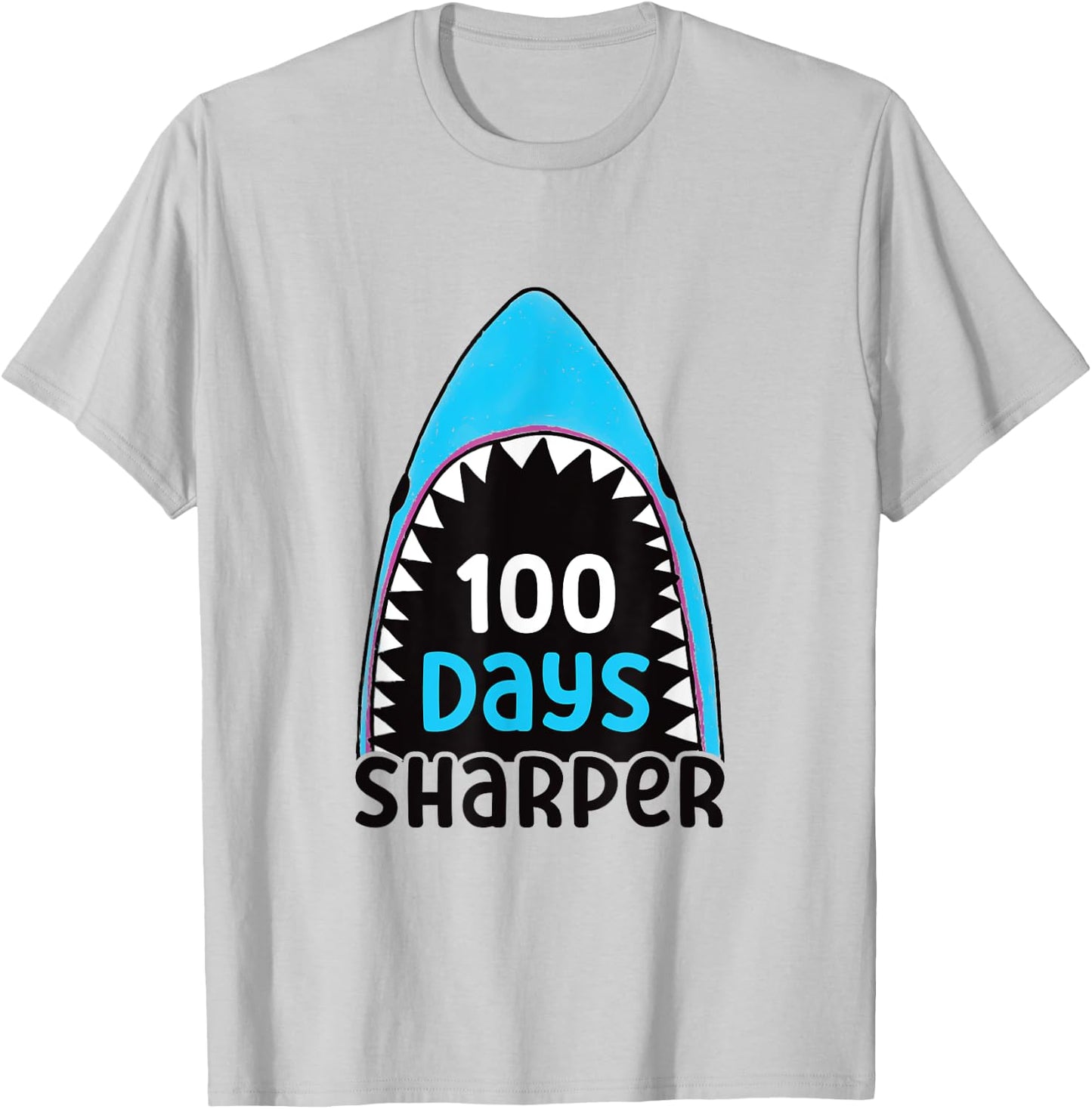 100 Days Sharper Boys Shark 100th Day of School T-Shirt - T-Shirt | Ash