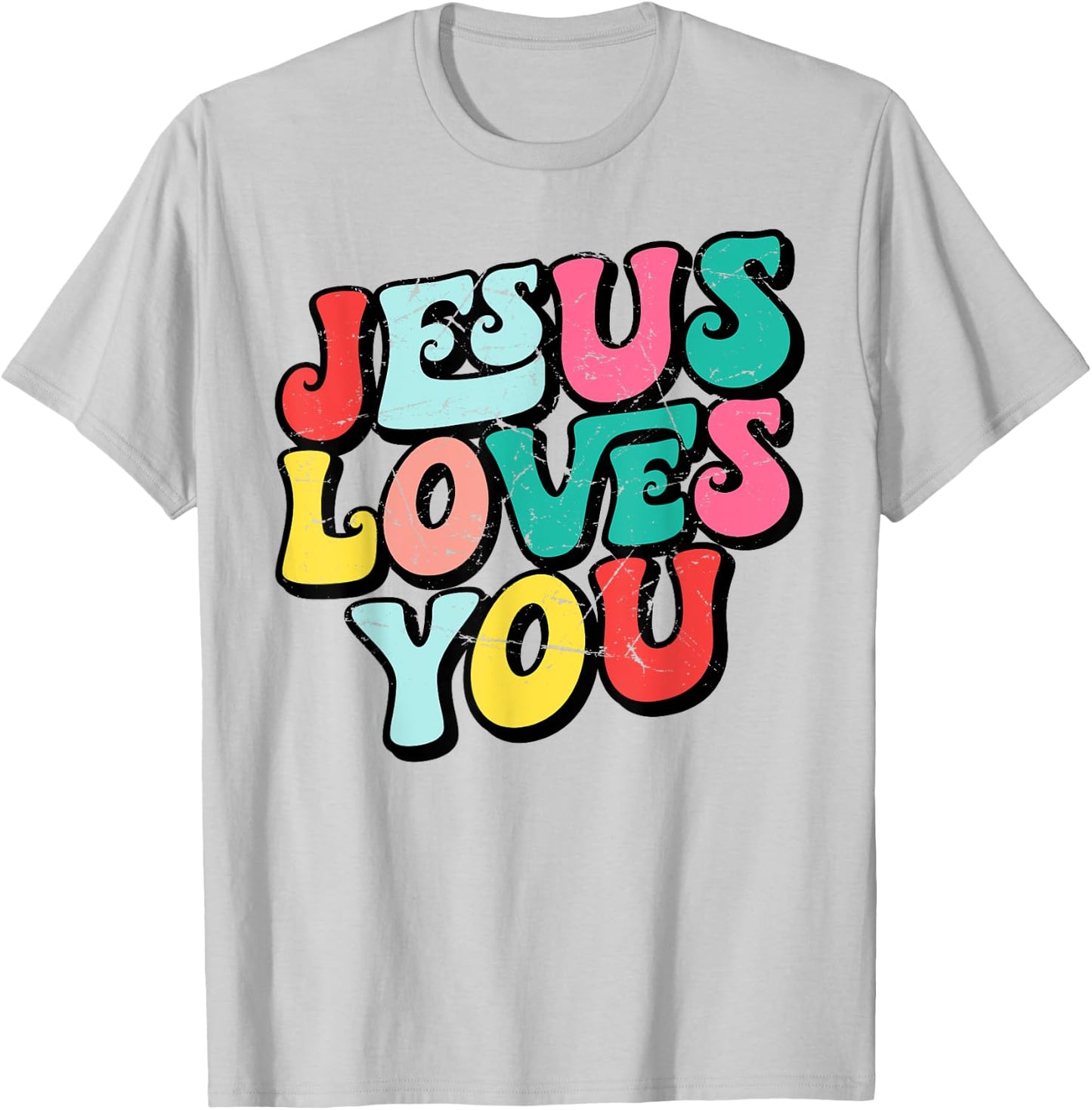 Jesus Loves You Retro Vintage Style Graphic Men T-Shirt - T-Shirt | Ash