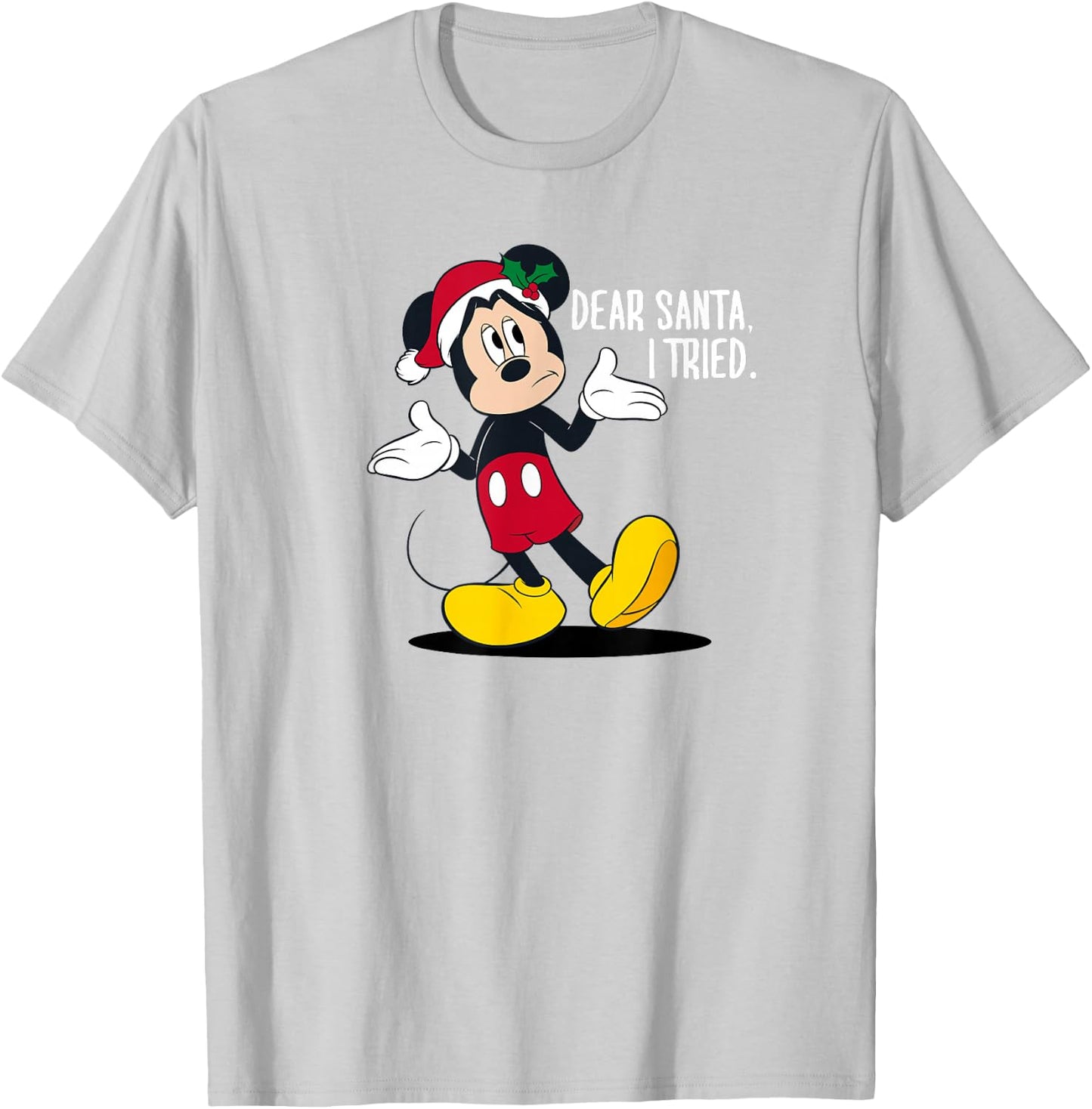 Disney Christmas Mickey Dear Santa I Tried T-Shirt - T-Shirt | Ash