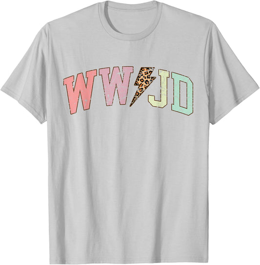 WWJD What Would Jesus Do Christian Bible Vintage Leopard T-Shirt - T-Shirt | Ash