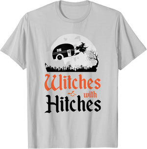 Witches With Hitches Funny Camper Camping Trailer Halloween T-Shirt - T-Shirt | Ash
