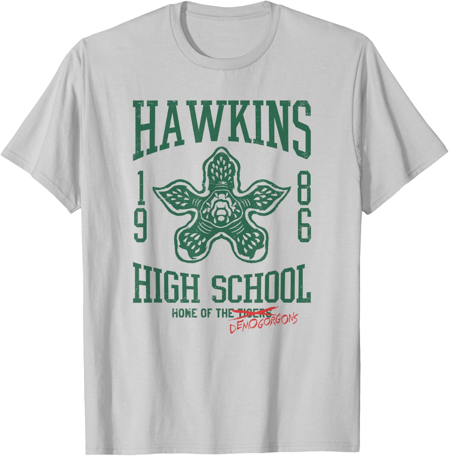 Stranger Things 4 Hawkins High School Demogorgon Collegiate T-Shirt - T-Shirt | Ash
