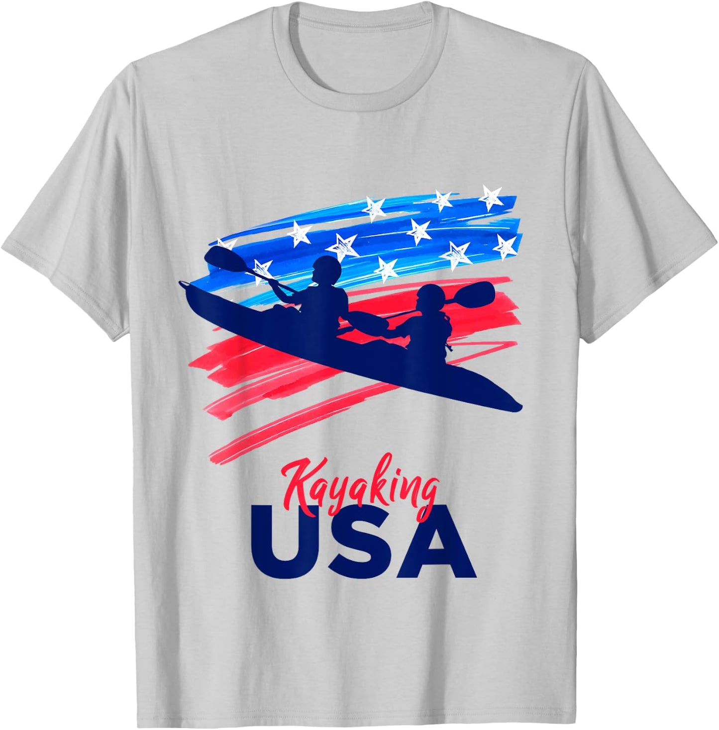 Kayaking Support the Team Kayaking Kayaker USA Flag T-Shirt - T-Shirt | Ash