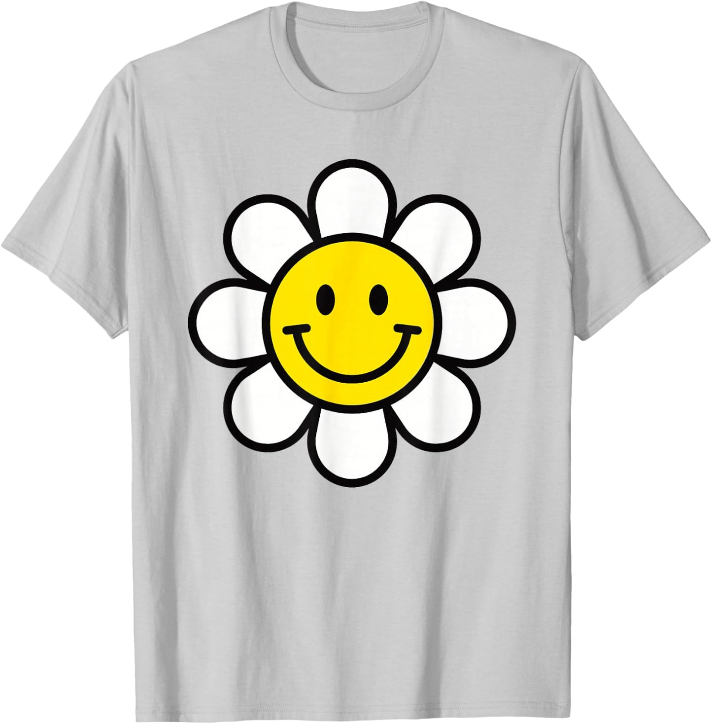 Yellow Happy Smiling Smile Face Daisy Flower Shirt Kids Girl T-Shirt - T-Shirt | Ash