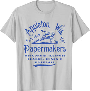 Appleton Papermakers Wisconsin Vintage Defunct Baseball T-Shirt - T-Shirt | Ash