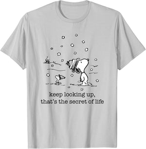 Peanuts - Snoopy and Woodstock Christmas Snowfall T-Shirt - T-Shirt | Ash