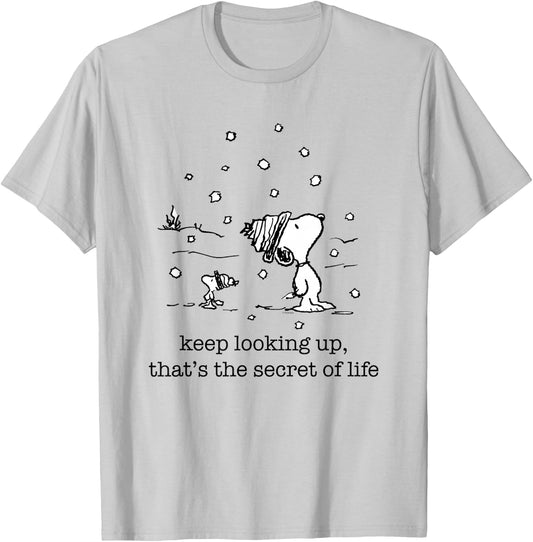Peanuts - Snoopy and Woodstock Christmas Snowfall T-Shirt - T-Shirt | Ash