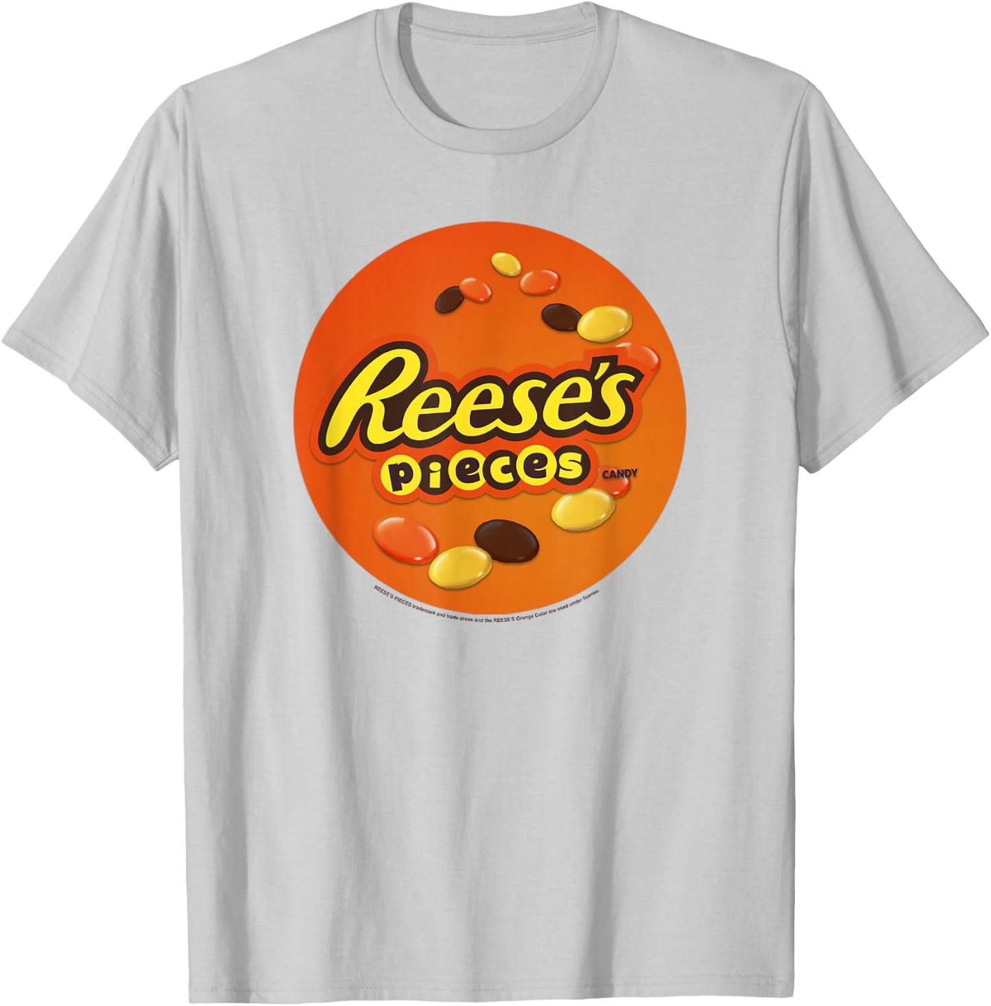 Reese's Women's Grey Classic Reese's Pieces Candy Centered Design T-Shirt - T-Shirt | Ash