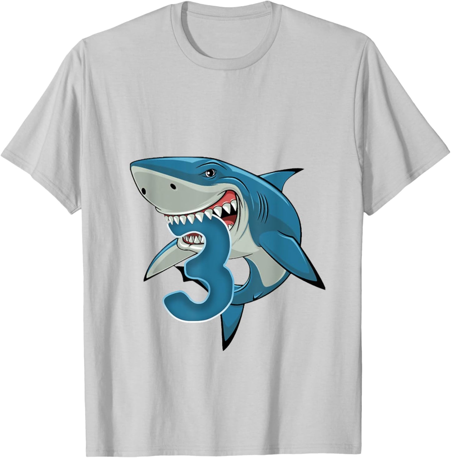 Kids 3rd Birthday Shark 3 Years Old Birthday Shark Theme T-Shirt - T-Shirt | Ash