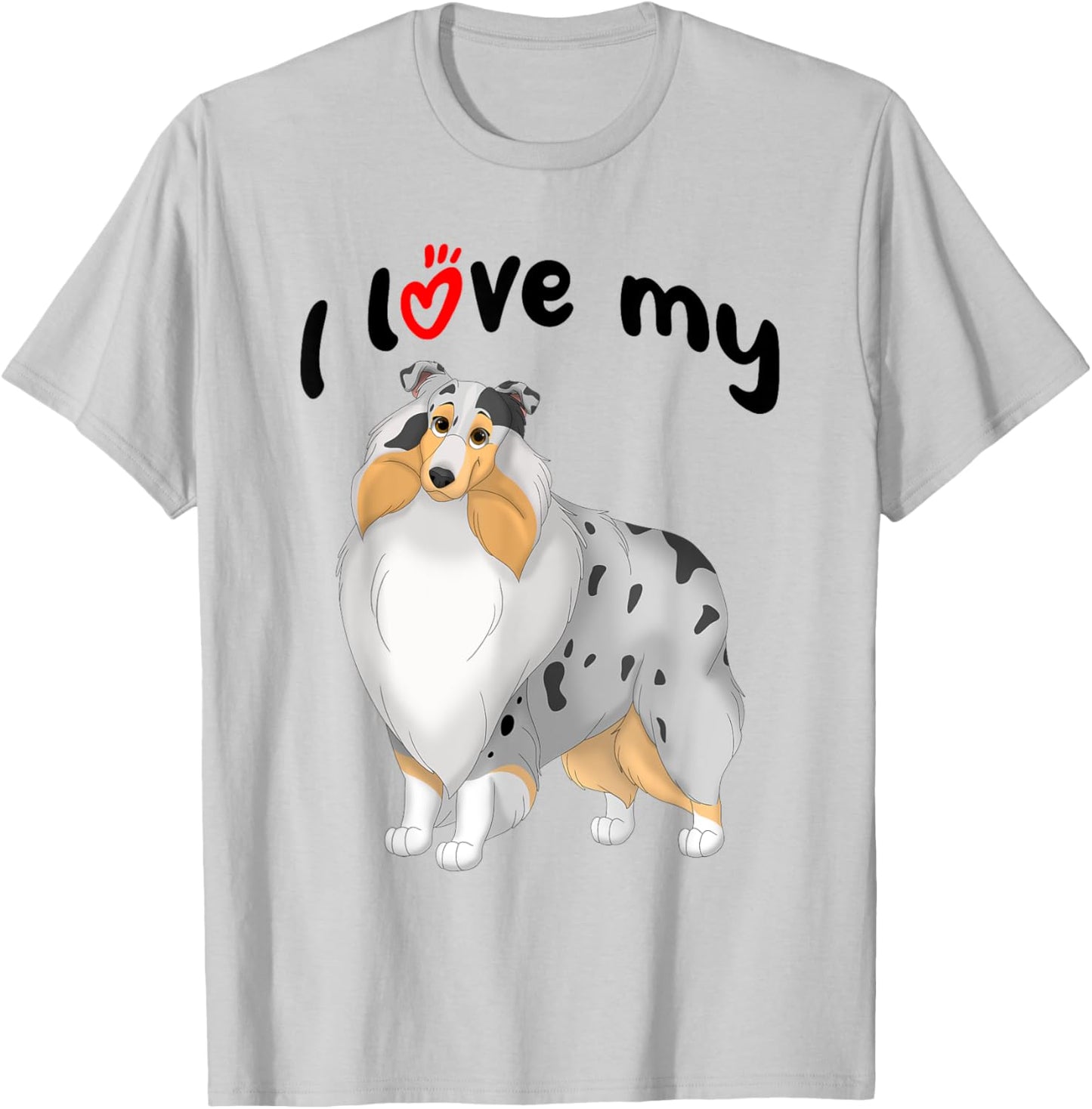 I Love My Blue Merle, White & Tan Rough Collie Dog Women Kids T-Shirt - T-Shirt | Ash