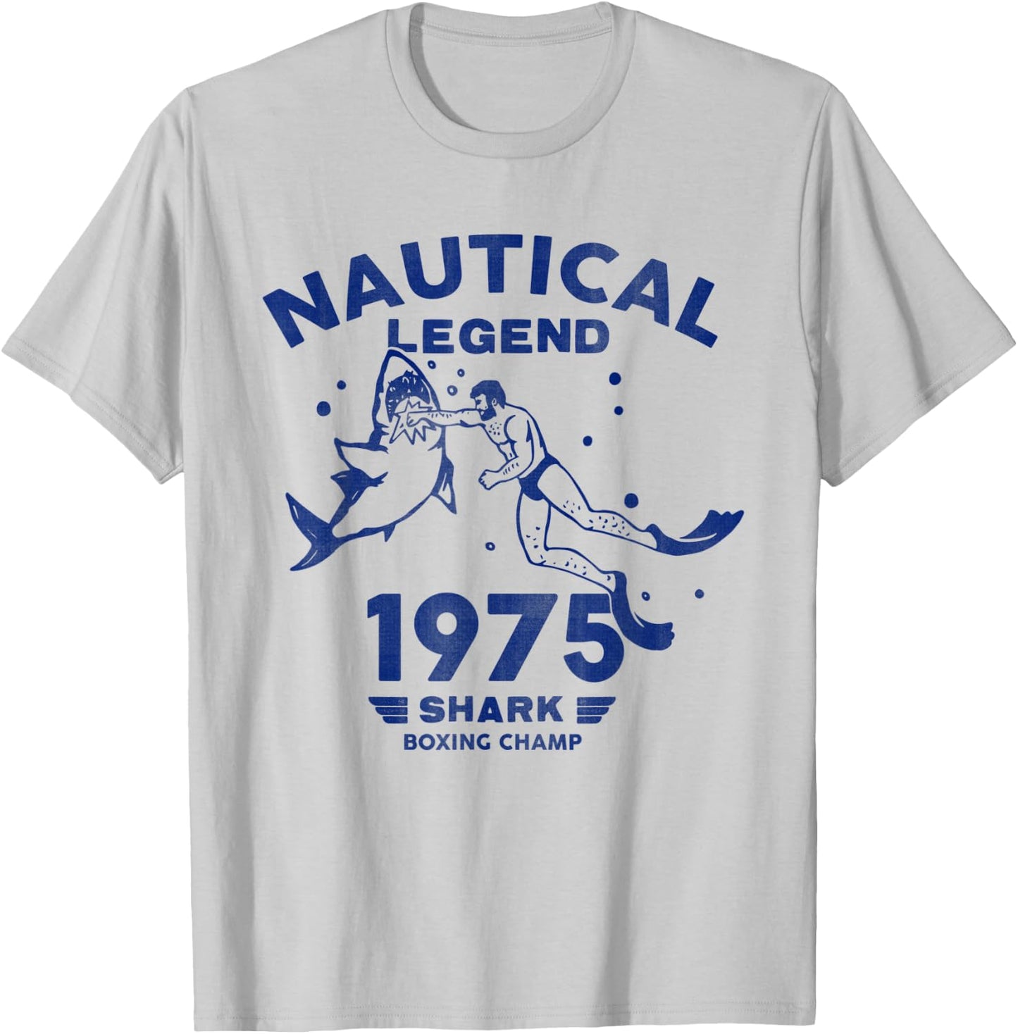 Nautical Legend: Funny Scuba Diver & Shark Punch Summer T-Shirt - T-Shirt | Ash