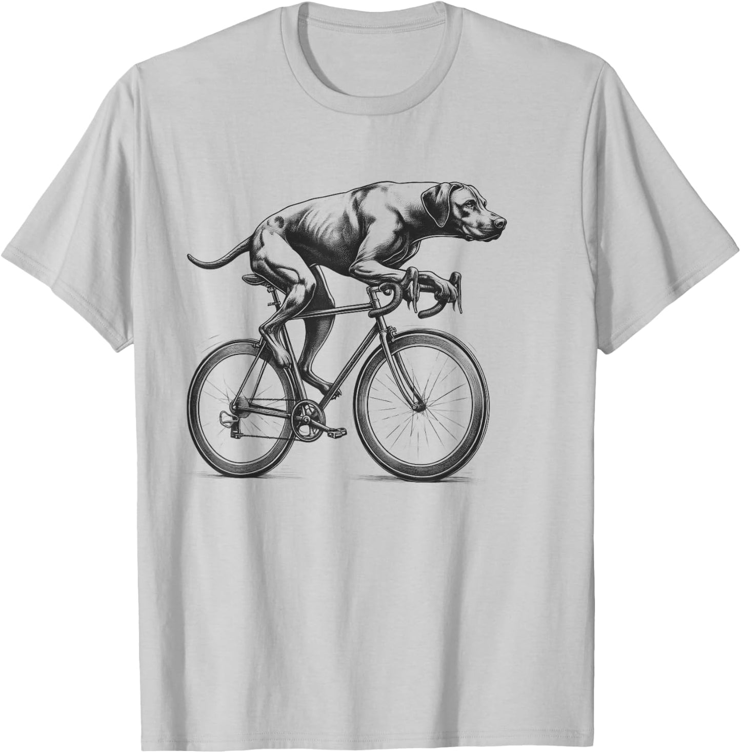 Rhodesian Ridgeback Dog Riding a Bike Bicycle Biker Cycling T-Shirt - T-Shirt | Ash