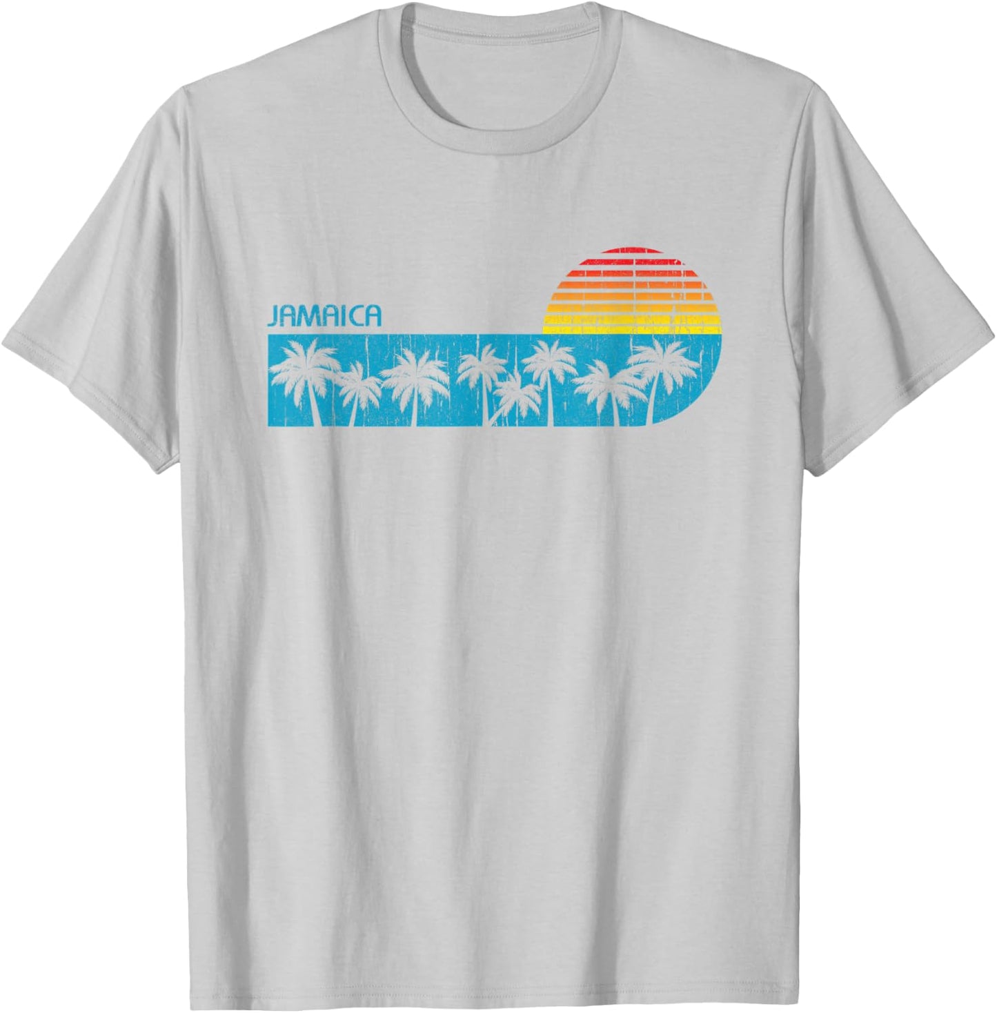Vintage Jamaica Beach Vacation Palm Trees Caribbean Cruise Men Women Kids T-Shirt - T-Shirt | Ash
