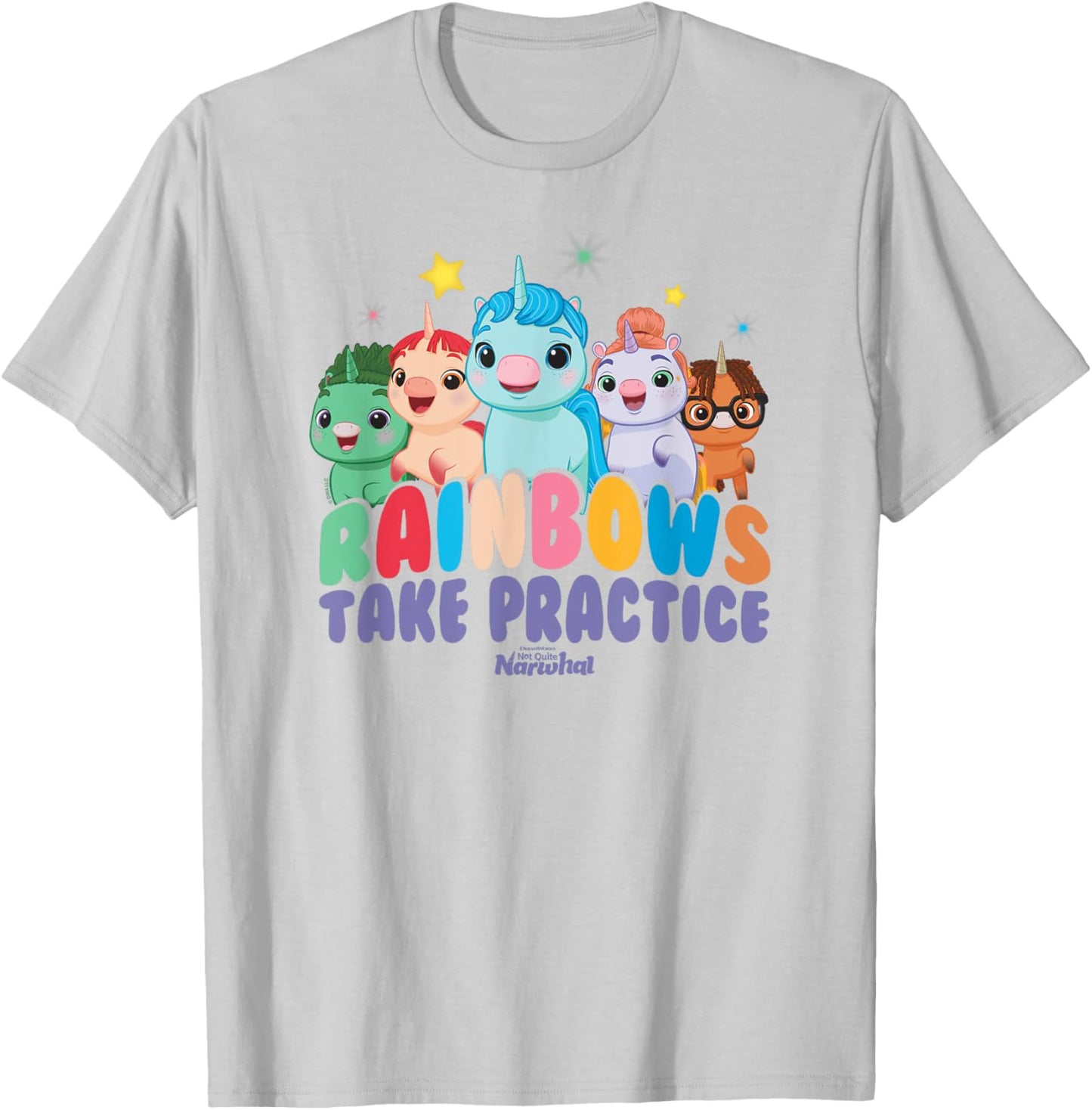 DreamWorks Not Quite Narwhal Rainbows Take Practice T-Shirt - T-Shirt | Ash