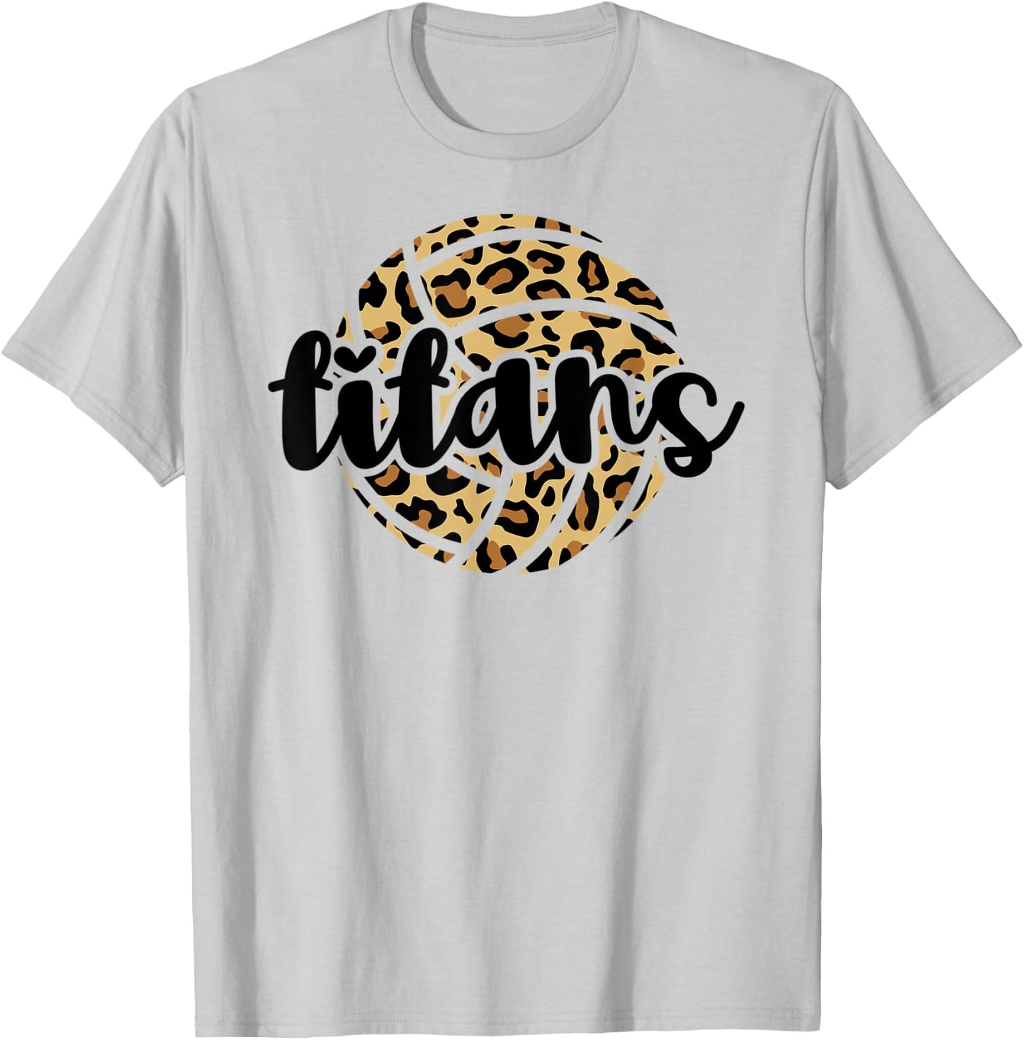 Titans Volleyball Team Leopard Mascot School Spirit Game T-Shirt - T-Shirt | Ash