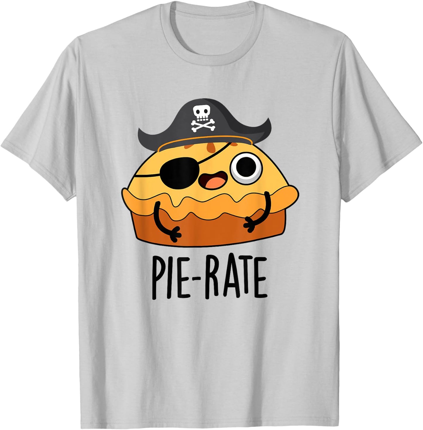 Pie-rate Funny Pie Pun T-Shirt - T-Shirt | Ash