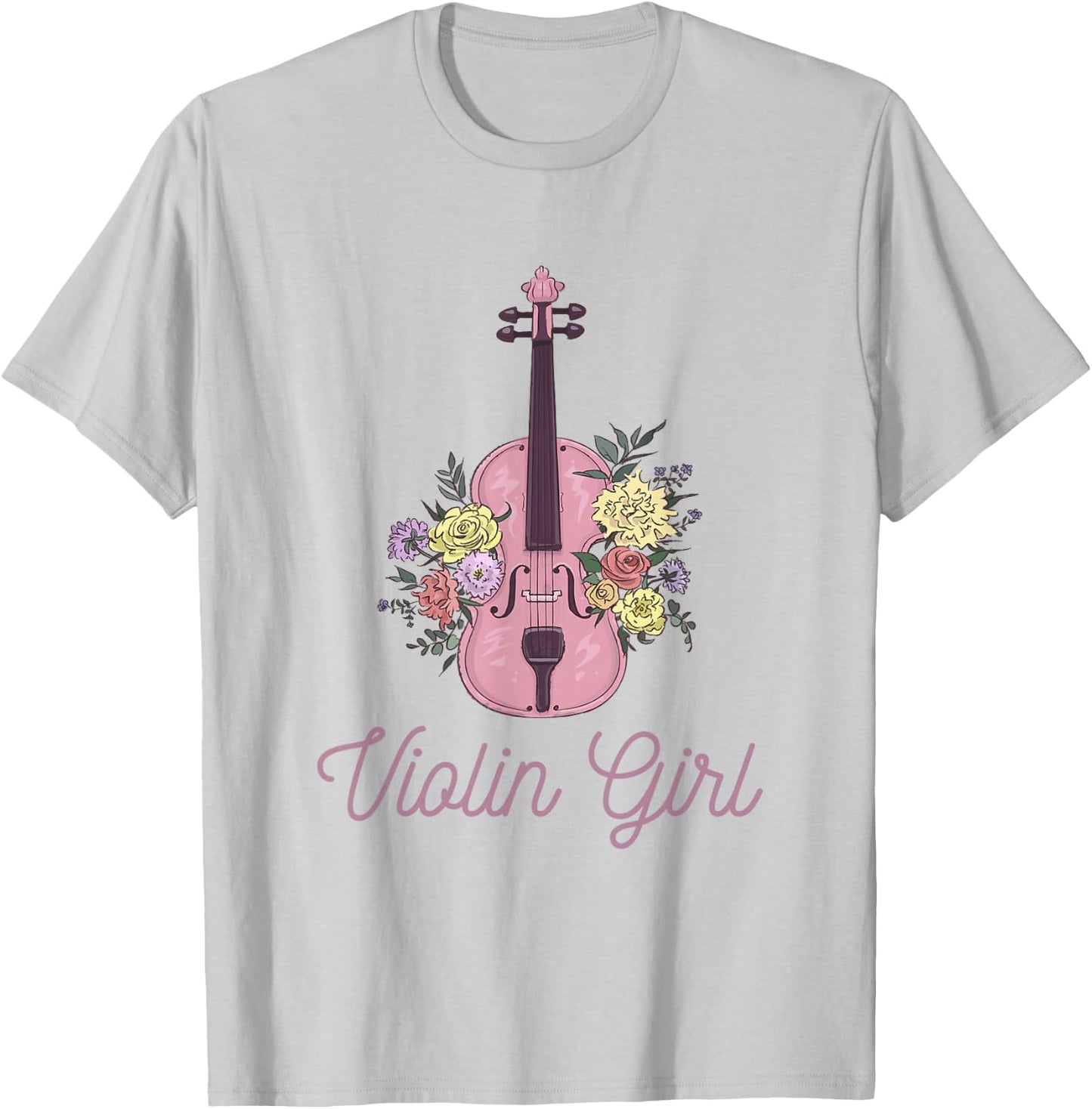 Violin with Flowers Accessory Violin Girl T-Shirt - T-Shirt | Ash