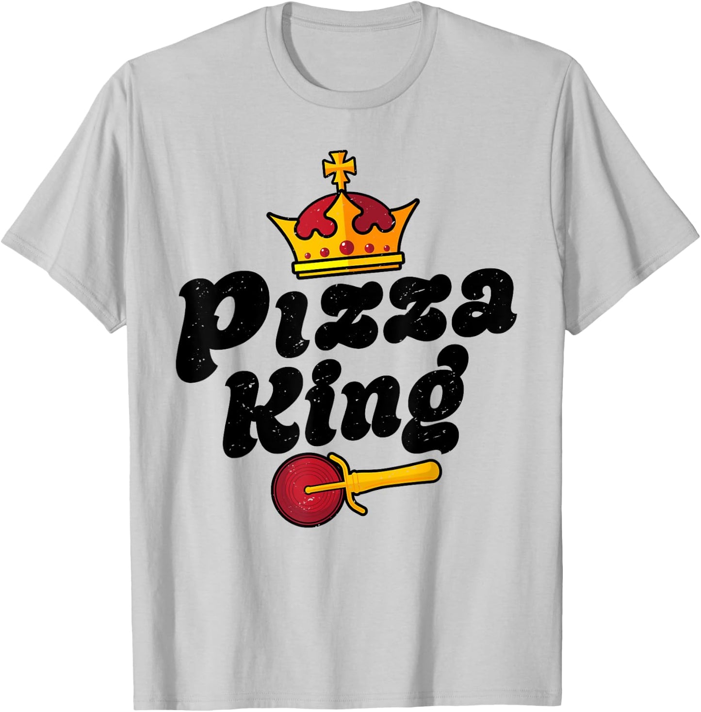 Pizza King Funny Men Boys Italian Food Lovers Retro Vintage T-Shirt - T-Shirt | Ash