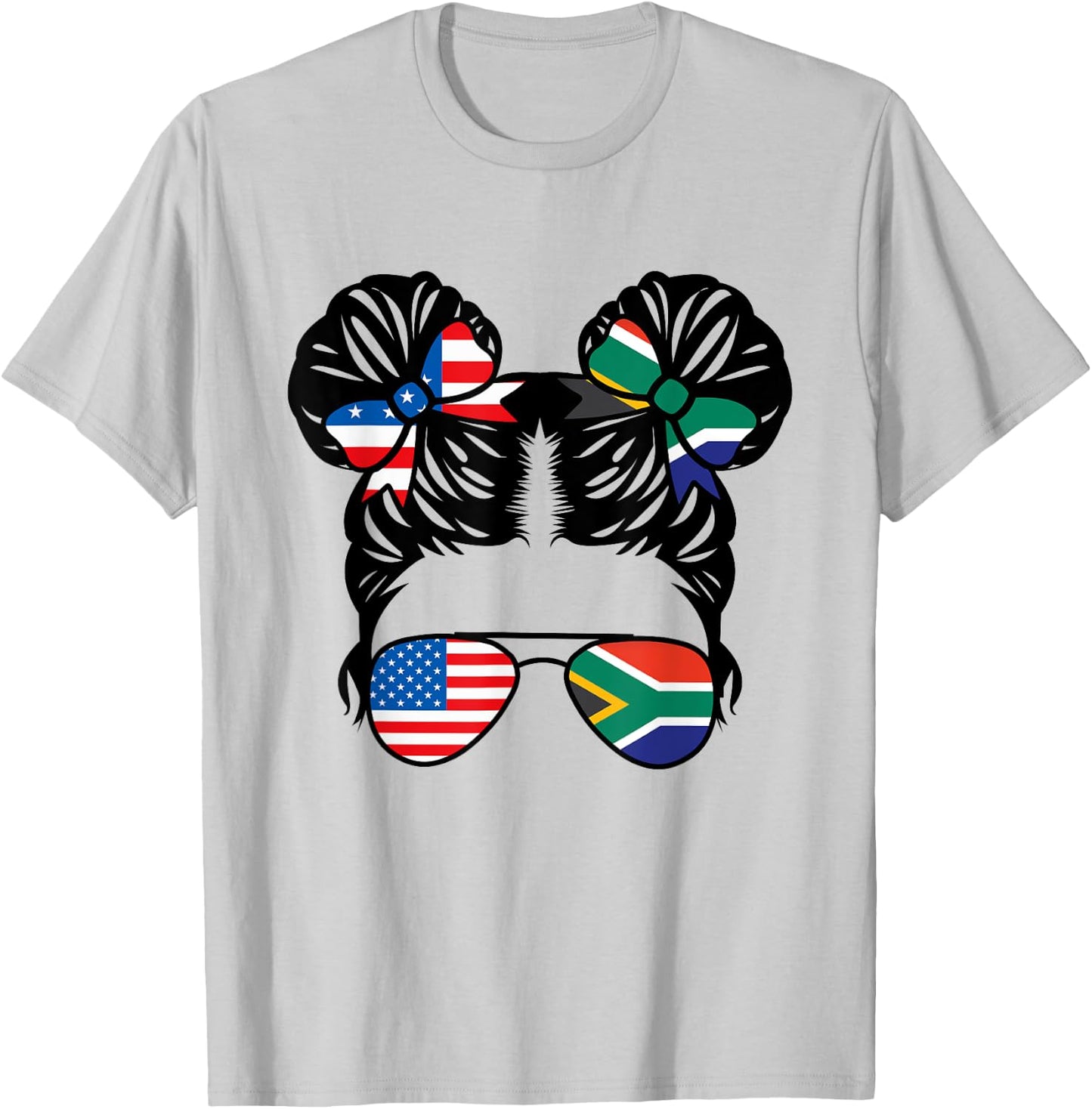 Half American South African Girl USA Africa Flag Patriot T-Shirt - T-Shirt | Ash