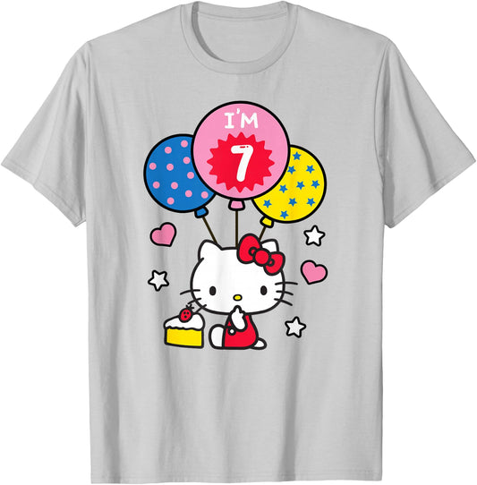 Hello Kitty I'm 7 Birthday T-Shirt - T-Shirt | Ash