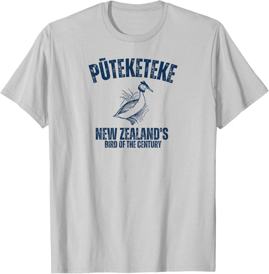 Puteketeke New Zealand’s Bird of the Century T-Shirt - T-Shirt | Ash