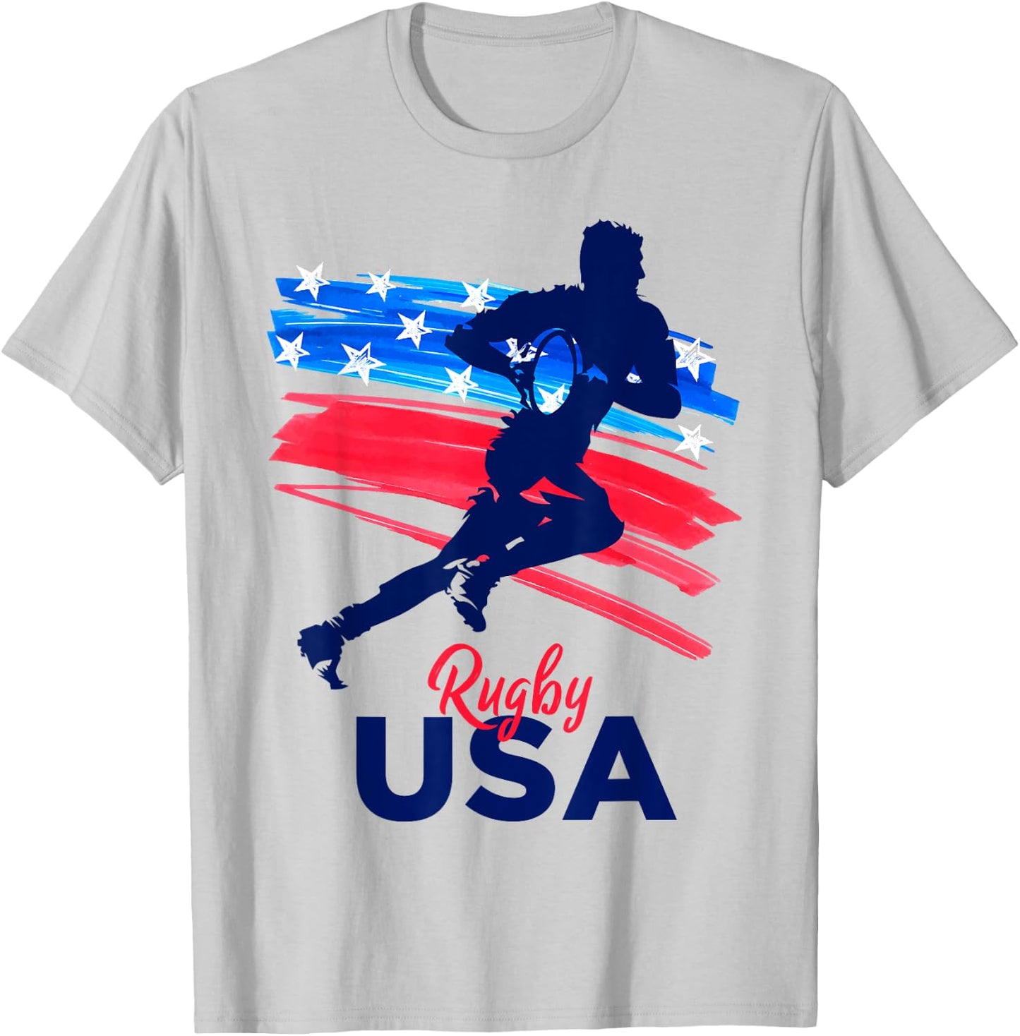Rugby Football Support the Team Rugby Player USA Flag T-Shirt - T-Shirt | Ash