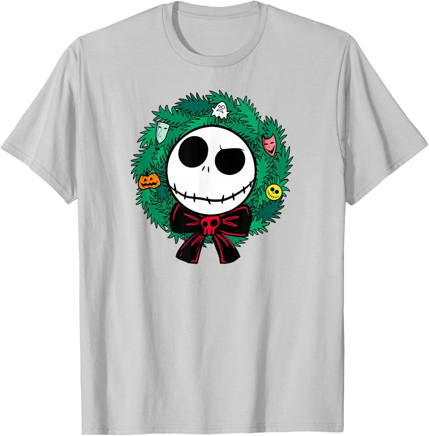 Amazon Essentials Men's Nightmare Before Christmas Jack Festive Holiday Wreath , Blue, Small T-Shirt - T-Shirt | Ash