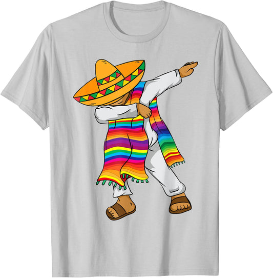 Mexican Poncho Dab Boy Mexico Hispanic Heritage Month Kids T-Shirt - T-Shirt | Ash