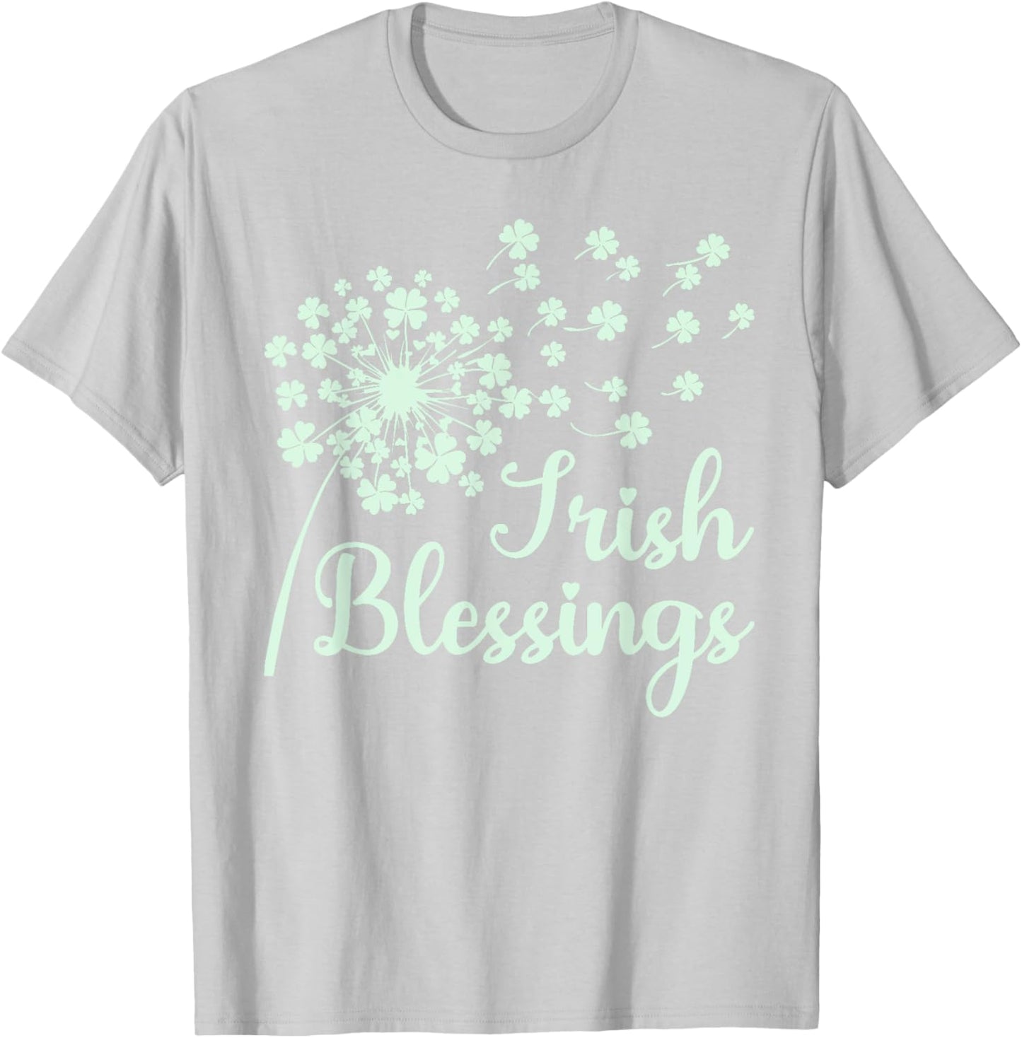 Irish Blessings Dandelion Blowing Shamrocks Celtic Heritage T-Shirt - T-Shirt | Ash