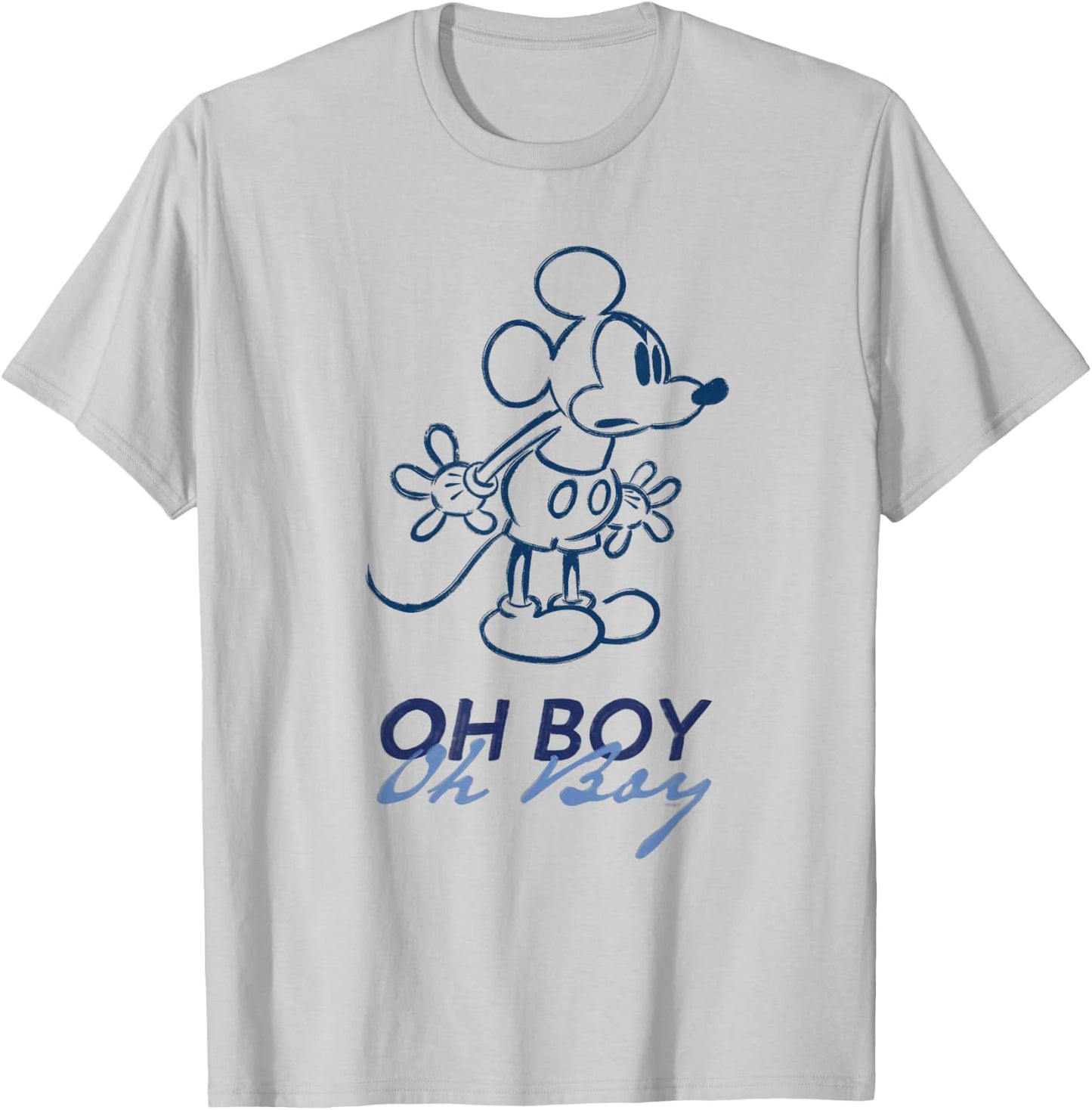 Disney Mickey Mouse Oh Boy Oh Boy Retro Vintage Lineart T-Shirt - T-Shirt | Ash